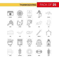 Thanksgiving Black Line Icon 25 Business Outline Icon Set vector