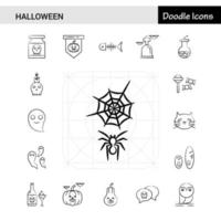 Set of 17 Halloween handdrawn icon set vector