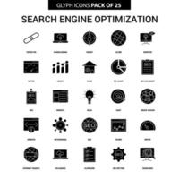 Search Engine Optimization Glyph Vector Icon set