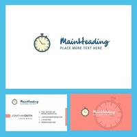 Stop watch Logo design with Tagline Front and Back Busienss Card Template Vector Creative Design