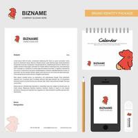 Cock Business Letterhead Calendar 2019 and Mobile app design vector template