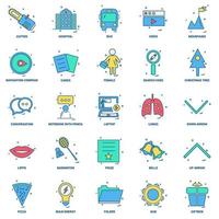 25 conjunto de iconos de color plano de mezcla de concepto de negocio vector