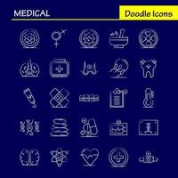 Medical Hand Drawn Icons Set For Infographics Mobile UXUI Kit And Print Design Include Hospital Medical Scanner Statistic Stone Spa Health Mask Eps 10 Vector