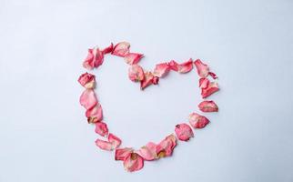 A heart shape made of pink petals photo