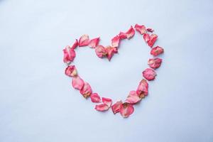 A heart shape made of pink petals photo