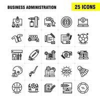 iconos de línea de administración empresarial establecidos para infografía kit uxui móvil y diseño de impresión incluyen lápiz smartphone escala vector casco protección deportes colección de juegos infografía moderna