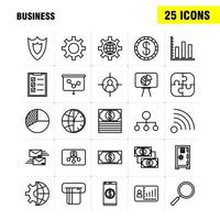 Business Line Icons Set For Infographics Mobile UXUI Kit And Print Design Include Internet Globe Global Communication Mouse Computer Device Pointer Eps 10 Vector