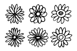 imágenes prediseñadas de flores simples. conjunto de garabatos florales dibujados a mano. para impresión, web, diseño, decoración, logotipo vector