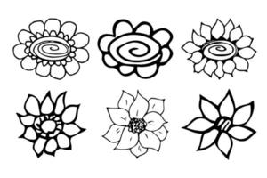 imágenes prediseñadas de flores simples. conjunto de garabatos florales dibujados a mano. para impresión, web, diseño, decoración, logotipo vector