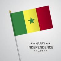 diseño tipográfico del día de la independencia de senegal con vector de bandera