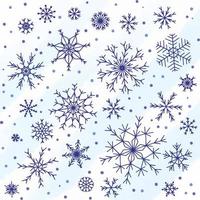 Vector illustration of snowflakes, different shapes and sizes