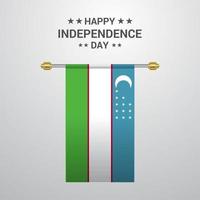 Uzbekistan Independence day hanging flag background vector