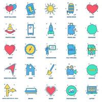 25 Business Concept Mix Flat Color Icon set vector