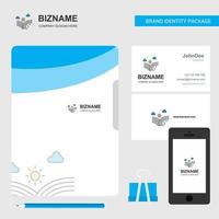 Ilustración de vector de diseño de aplicación móvil y tarjeta de visita de portada de archivo de logotipo de empresa que sopla viento