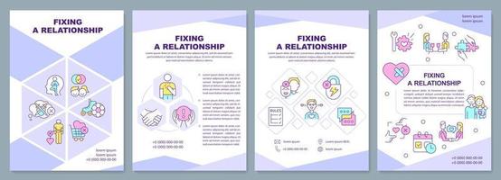 Fixing relationship brochure template. Be open about feelings. Leaflet design with linear icons. Editable 4 vector layouts for presentation, annual reports.