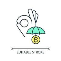 Savings account insurance RGB color icon. Security of bank deposit. Financial service quality. Isolated vector illustration. Simple filled line drawing. Editable stroke.