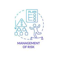 Management of risk blue gradient concept icon. Plan for crisis situation. Project development abstract idea thin line illustration. Isolated outline drawing. vector