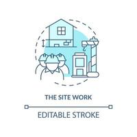 Site work turquoise concept icon. Exterior of project. Phase of home building abstract idea thin line illustration. Isolated outline drawing. Editable stroke. vector