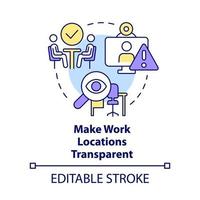 Make work locations transparent concept icon. Creating hybrid environment abstract idea thin line illustration. Isolated outline drawing. Editable stroke. vector