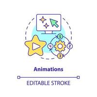 Animations concept icon. Moving drawings. Visual information. Online video method abstract idea thin line illustration. Isolated outline drawing. Editable stroke. vector