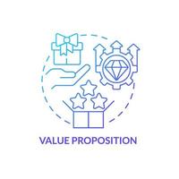 Value proposition blue gradient concept icon. Product management tool. Business model canvas abstract idea thin line illustration. Isolated outline drawing. vector