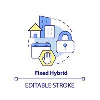 Fixed hybrid concept icon. Workflow management. Hybrid work model abstract idea thin line illustration. Isolated outline drawing. Editable stroke. vector