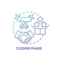 Closing phase blue gradient concept icon. Work finish stage. Product lifecycle. Project management abstract idea thin line illustration. Isolated outline drawing. vector