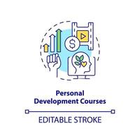 Personal development courses concept icon. Gain skills. Online tutorial idea abstract idea thin line illustration. Isolated outline drawing. Editable stroke. vector