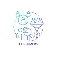 Customers blue gradient concept icon. Engage clients. Product management process. Business model canvas abstract idea thin line illustration. Isolated outline drawing.