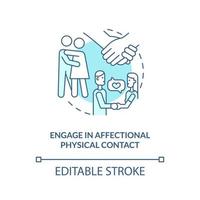 Engage in affectional physical contact turquoise concept icon. Living together abstract idea thin line illustration. Isolated outline drawing. Editable stroke. vector