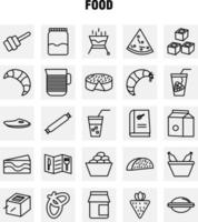 los iconos de la línea de alimentos establecidos para el kit uxui móvil de infografía y el diseño de impresión incluyen comida para barbacoa, carne, plato de comida, comida, comida, arroz, colección, moderno, infografía, logotipo, y, pictogram, vector