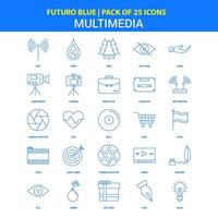 Multimedia Icons Futuro Blue 25 Icon pack vector