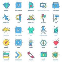 25 conjunto de iconos de color plano de mezcla de concepto de negocio vector