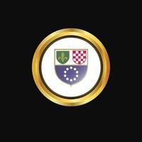 Bosnia and Herzegovina flag Golden button vector