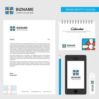 Giftbox Business Letterhead Calendar 2019 and Mobile app design vector template