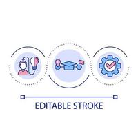 Academic goal for student loop concept icon. Improving knowledge. Applying to college abstract idea thin line illustration. Education. Isolated outline drawing. Editable stroke. vector