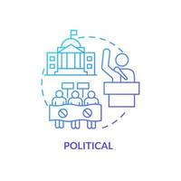 Political blue gradient concept icon. Strategic planning tool of project manager. PESTLE factors abstract idea thin line illustration. Isolated outline drawing. vector