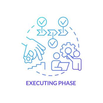 Executing phase blue gradient concept icon. Process of tasks completing. Project management abstract idea thin line illustration. Isolated outline drawing. vector