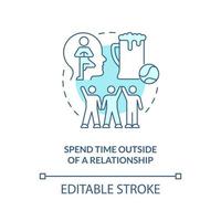 Spend time outside of relationship turquoise concept icon. Live-in relationship rule abstract idea thin line illustration. Isolated outline drawing. Editable stroke. vector