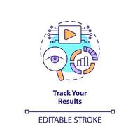 Track your results concept icon. Analyse feedback. Creating educational video abstract idea thin line illustration. Isolated outline drawing. Editable stroke. vector