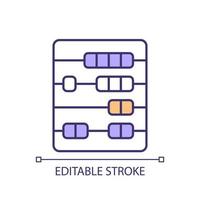 Abacus RGB color icon. Mathematical tool. Counting frame. Math knowledge and ability. Numeral system. Isolated vector illustration. Simple filled line drawing. Editable stroke.