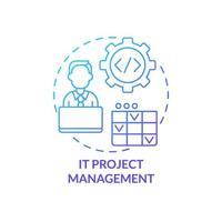 IT project management blue gradient concept icon. Coding. Creating software and applications abstract idea thin line illustration. Isolated outline drawing. vector