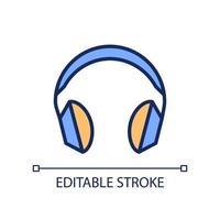 Wireless headphones RGB color icon. Listening to music. Enjoying sound quality. Audio technology. Headset. Isolated vector illustration. Simple filled line drawing. Editable stroke.