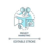 Project marketing turquoise concept icon. Advertisement. Real estate development abstract idea thin line illustration. Isolated outline drawing. Editable stroke. vector
