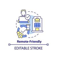 Remote friendly concept icon. Combined schedule. Hybrid work model abstract idea thin line illustration. Isolated outline drawing. Editable stroke. vector