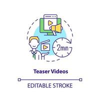 Teaser videos concept icon. Visual short introduction. Online tutorials type abstract idea thin line illustration. Isolated outline drawing. Editable stroke. vector