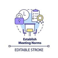 Establish meeting norms concept icon. Creating hybrid environment abstract idea thin line illustration. Isolated outline drawing. Editable stroke. vector