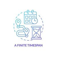 Finite timespan blue gradient concept icon. Definite start and end phases. Project management abstract idea thin line illustration. Isolated outline drawing. vector