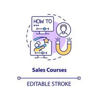 Sales courses concept icon. Marketing and commerce. Online education idea abstract idea thin line illustration. Isolated outline drawing. Editable stroke. vector