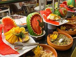 Food beautifully served in a restaurant at an all inclusive hotel in a warm tropical oriental paradise south resort photo